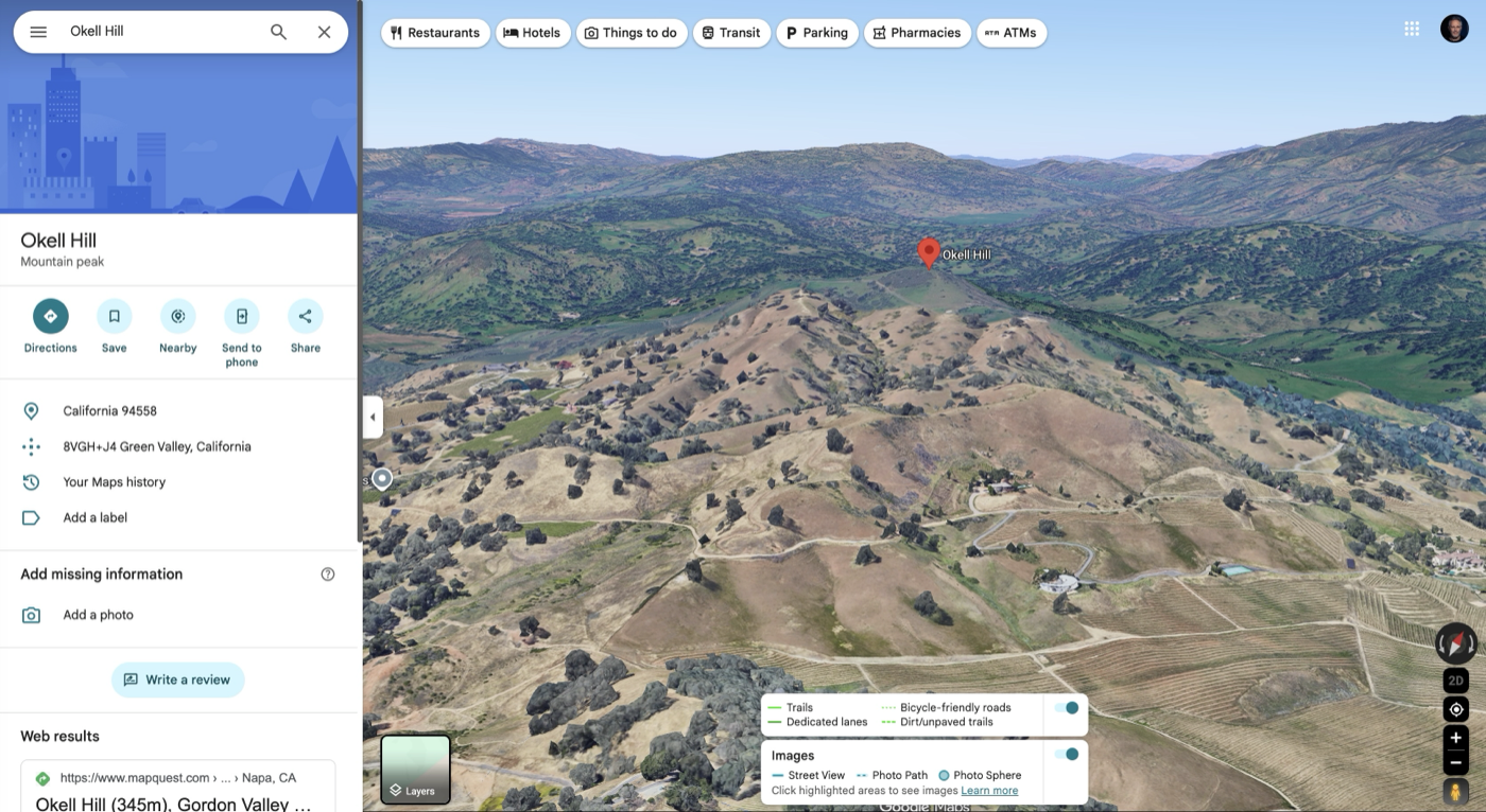 Okell Hill on the satellite map