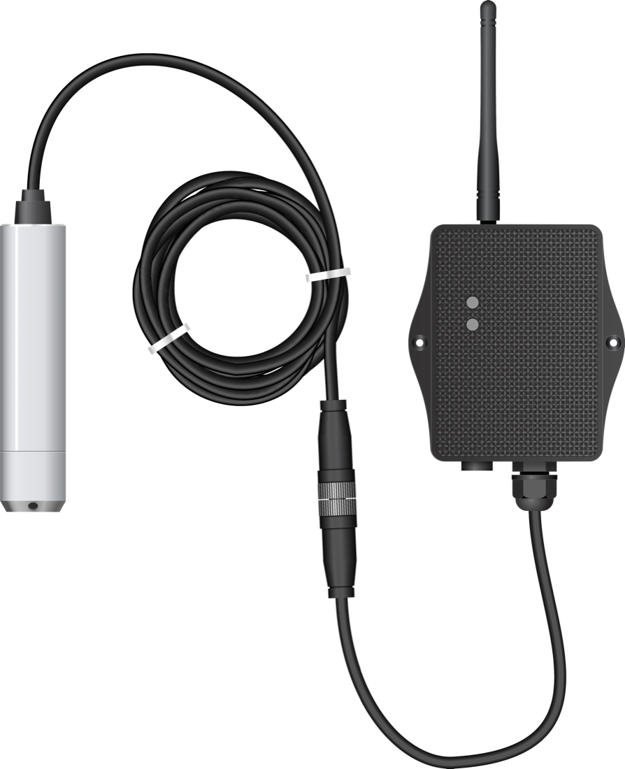 Submersible sensor wired to a mote
